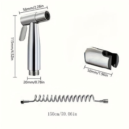 3-Piece Stainless Steel High-Pressure Shower Head Set with Handheld Bidet Sprayer & Tub Attachment - Contemporary Style, Diverter Control, Other Shape, Single-Hole Deck Mount - Enhanced Bathroom Cleaning Comfort