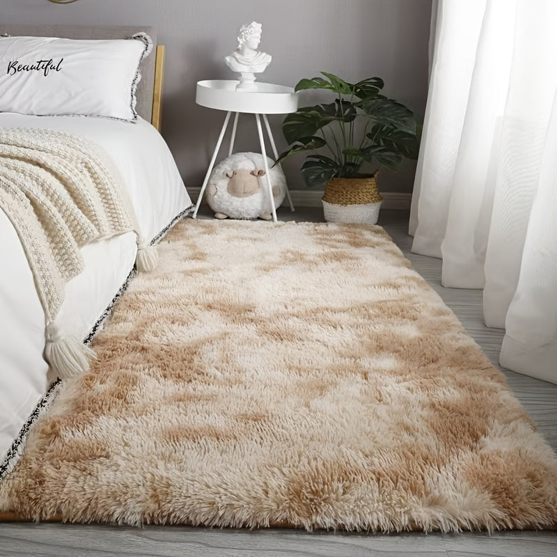 1pc Soft Fluffy Shaggy Area Rug, Geometric-Patterned Coral Fleece Carpet, Non-Slip Knit Fabric, Polyester, Rectangle Bath Rug, 450gsm, 4.5cm Thick, Machine Washable for Living Room and Bedroom