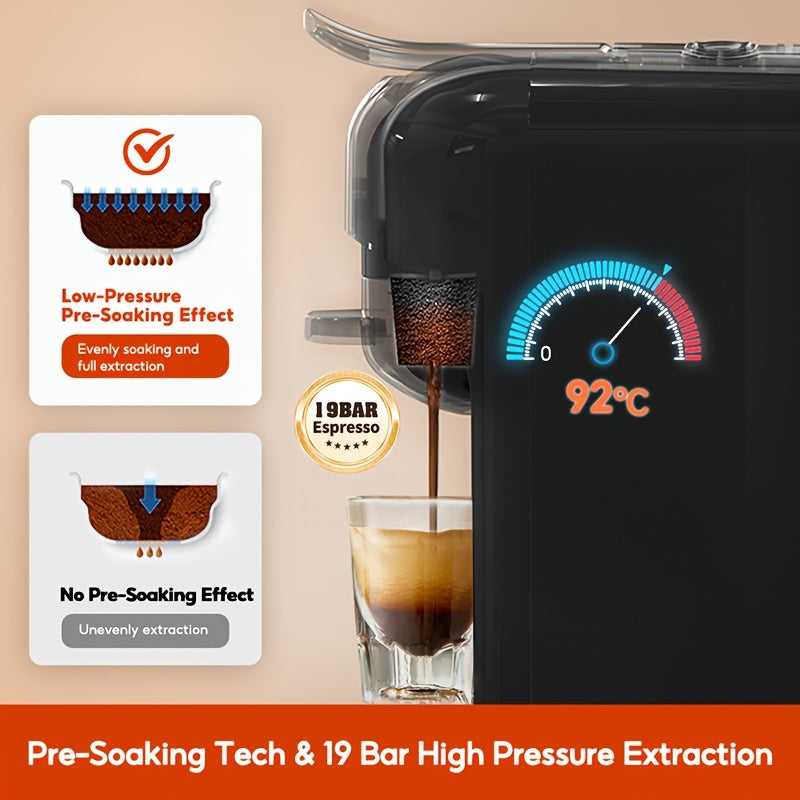 Cafetera de cápsulas 5 en 1 CAFELFFE, control de temperatura (frío/caliente), calefacción, compatible con Dolce Gusto, K-CUP, cápsulas de café y café molido, cafetera automática para la cocina del hogar, gran regalo para Halloween y Navidad.