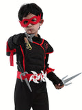 Halloween Boys Kids Ninja Costume Cosplay Muscle Jumpsuit Children Fancy Birthday Party Gift Dress Up