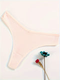 4-Pack of Pure Cotton V-Shape Ladies Thong Panties - Soft, Comfortable, and Stylish with a Low Waistline and Knit Fabric