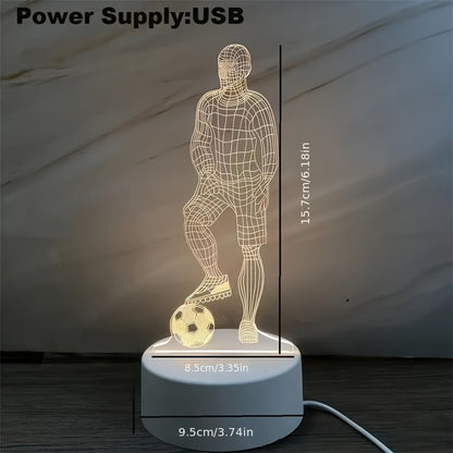 Soccer Player 3D Illusion LED Night Light, USB Powered Household Decorative Lamp with Electronic Components, Perfect Gift for Sports Fans and Friends - No Battery Required