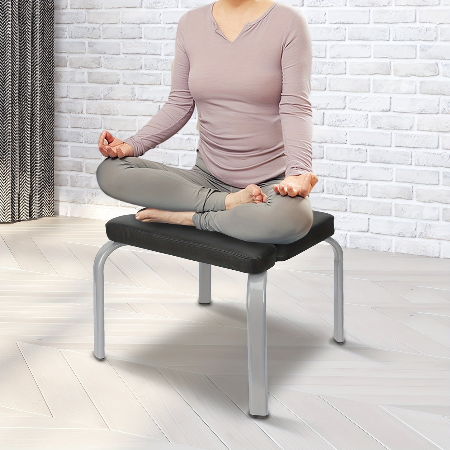 1x Black PU Yoga Inversion Chair with Steel Pipe Frame - Detachable, 200kg Capacity, Ideal for Headstands & Workouts, Perfect for Halloween/Christmas/Thanksgiving, Versatile Workout Chair|Modern Fitness Chair|Durable Construc