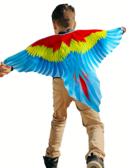 2pcs Boy's Bird Wings Cape Imitation Parrot-Wings Clothes + Mask Suit, Perfect For Birthday, Halloween And Carnival Party Playing & Performance