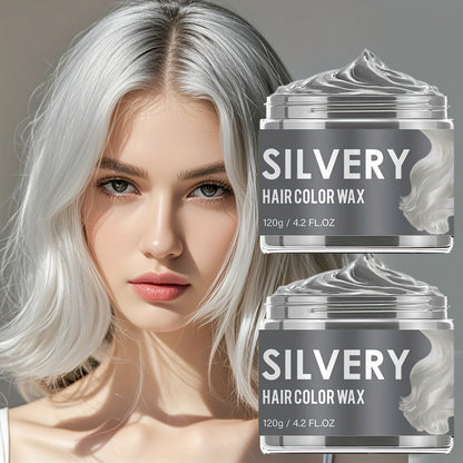 Two Boxes Of 120g Silvery Temporary Hair Colour Wax - Washable And Natural, Perfect For DIY Styling, Ideal For Christmas And Halloween Birthday Parties