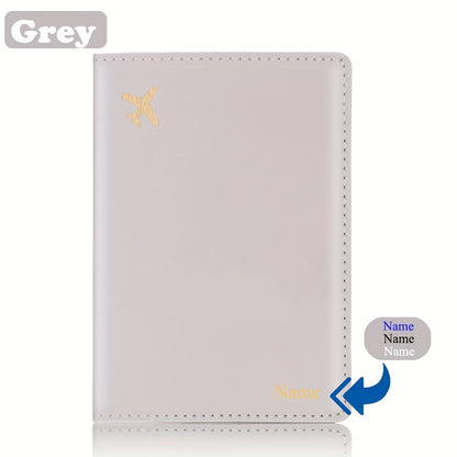 Minimalist Faux Leather Passport Cover with Custom Name - RFID Blocking, Water-Resistant Travel Wallet Card Holder for Men and Women, Lightweight Unlined Passport Pouch for Vacation