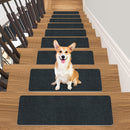 15pcs Reusable Self-Adhesive Hardwood Step Carpet Stair Treads, Indoor Activity Pet Non-Slip Safety
