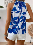 Popular Round Neck Sleeveless Casual Digital Print Plus Size Top