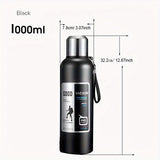 Botella de agua térmica de acero inoxidable: gran capacidad, a prueba de fugas y portátil para actividades al aire libre, deportes y viajes. Sin BPA.