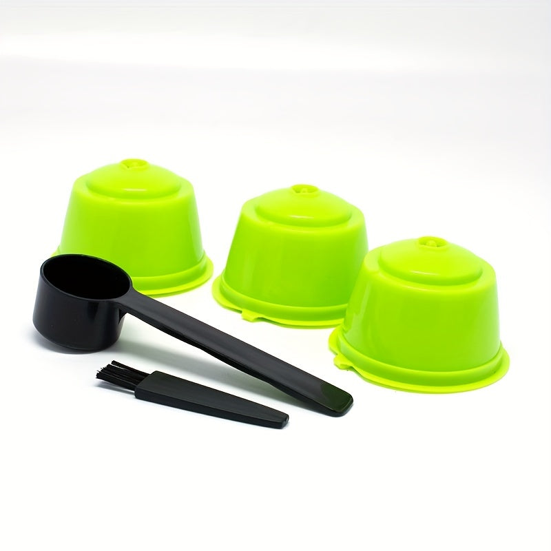 3Pcs Fit For Dolce Gusto Coffee Filter Cup Reusable Coffee Capsule Filters For With Spoon Brush