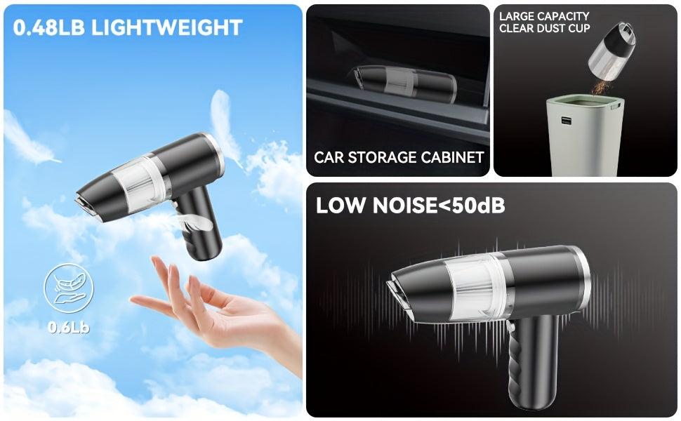 Handheld Cordless Vacuum Cleaner Car Vacuum Portable Wireless, 4-in-1 Vacuum/Blow/Charge/Pump, Vacuum Compressed Air Dust Removal, Wind Dry Hair Dryer Electric Dust Remover, Simple Operation, Cleaning Without Residue