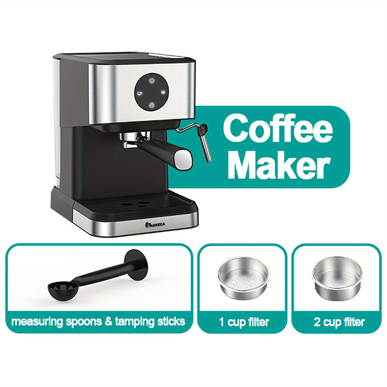 Espresso Machine, 20 Bar Expresso Coffee Machine, 1.5L Removable Water TankSemi-Automatic Coffee Machine With Steam Wand For Espresso, Latte, And Cappuccino, 1050W(FREE Add Plug Adapter)