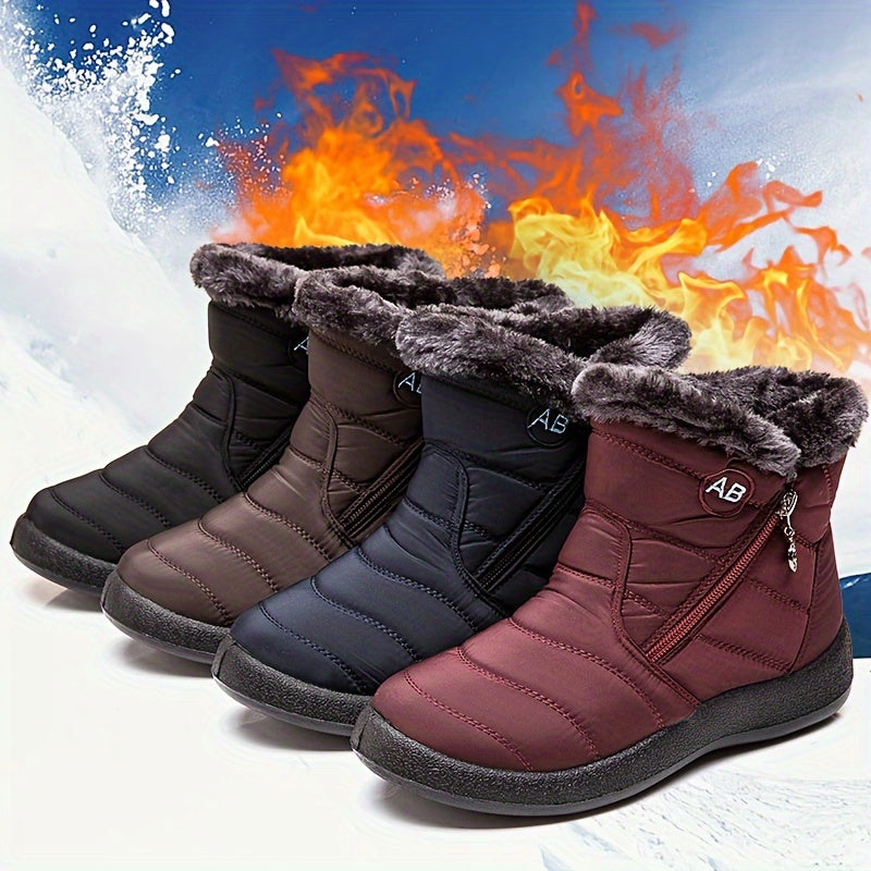Nuevas botas de nieve cálidas de invierno para mujer, botas cálidas impermeables con cremallera lateral para mujer, botas de nieve para mujer