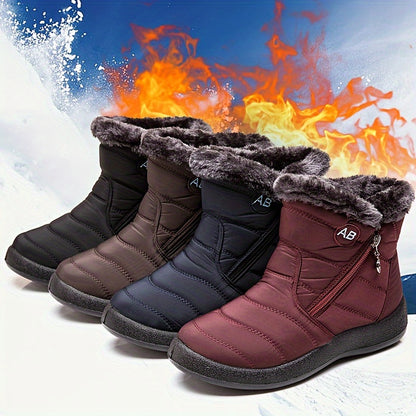 Nuevas botas de nieve cálidas de invierno para mujer, botas cálidas impermeables con cremallera lateral para mujer, botas de nieve para mujer