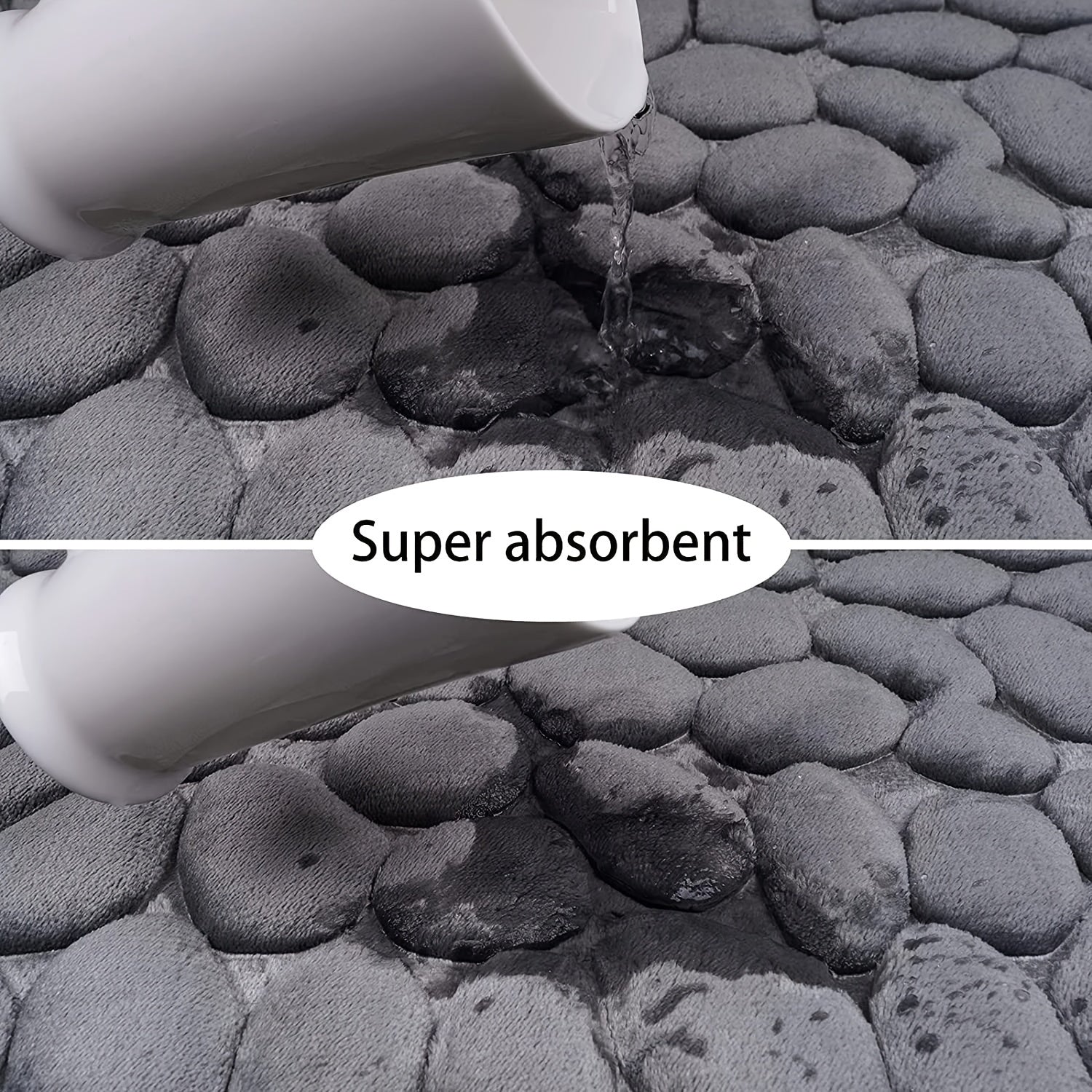 1pc Soft and Comfortable Memory Foam Bath Rug with Cobblestone Embossment - Rapid Water Absorbent and Washable - Non-Slip - Perfect for Shower Room and Bathroom Accessories, Bathroom decorations, kitchen Area Rugs, bedrooom,