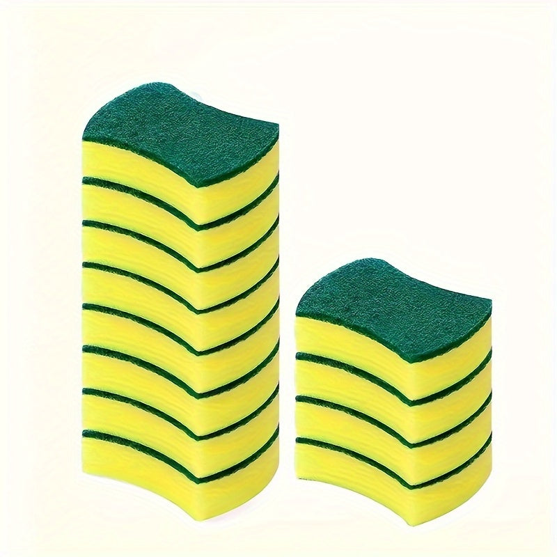 Stackable Kitchen Sponges: Yellow and Green Super Absorbent Scrubbers for Dishes and Pots