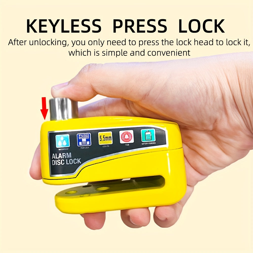 High Decibel Alarm Disc Lock for Bikes, Heavy-Duty Anti-Theft Motorcycle Lock with Motion Sensor - Waterproof Zinc Alloy Bicycle Disc Brake Lock with 2 Keys and Hex Wrench for Outdoor Generator, Scooter, Tricycle, Baby Carria