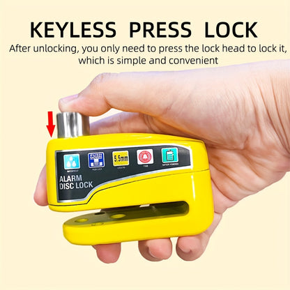 High Decibel Alarm Disc Lock for Bikes, Heavy-Duty Anti-Theft Motorcycle Lock with Motion Sensor - Waterproof Zinc Alloy Bicycle Disc Brake Lock with 2 Keys and Hex Wrench for Outdoor Generator, Scooter, Tricycle, Baby Carria