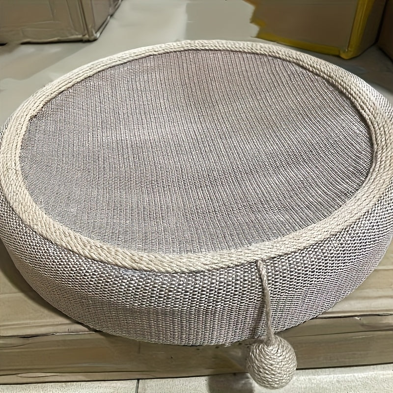 1pc Durable Sisal Cat Scratcher Lounge Sofa - Round Scratching Board with Comfortable Cat Bed, All-Season Pet Scratch Pad for Cats