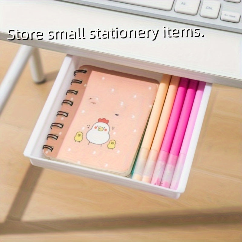 2pcs Under Desk Storage Drawers - No Drill, Adjustable & Lightweight Pull-Out Organizer for Office Supplies and Cosmetics