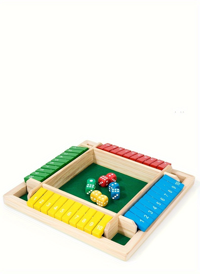 Wooden Educational Math Dice Game for Kids and Adults, Interactive Flip Tiles Number Game, Multi-Player Family Fun Learning Toy for Ages 3-6