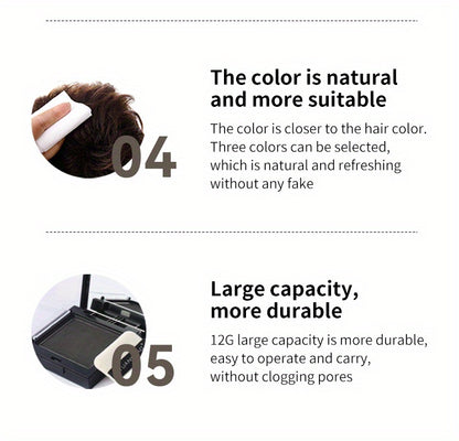 Disposable Hair Coloring Powder, Temporary Fast Cover Gray Hair, Multifunctional Hairline Hair Coloring Powder Travel Portable Emergency Cover Gray Hair