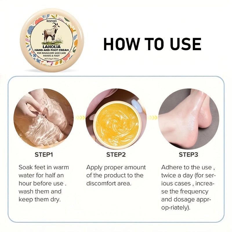 Lanolin Cream for Cracked Hands And Feet, Rich in Lanolin And Hyaluronic Acid, Deeply Moisturizes, Says Goodbye to Cracked And Dry Hands And Feet in Winter, Long-Term Use Makes The Skin of Hands And Feet Soft, Smooth, Moistur