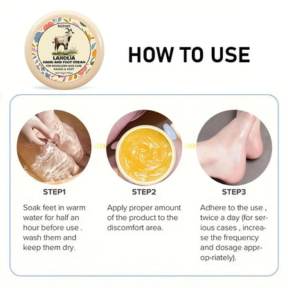 Lanolin Cream for Cracked Hands And Feet, Rich in Lanolin And Hyaluronic Acid, Deeply Moisturizes, Says Goodbye to Cracked And Dry Hands And Feet in Winter, Long-Term Use Makes The Skin of Hands And Feet Soft, Smooth, Moistur