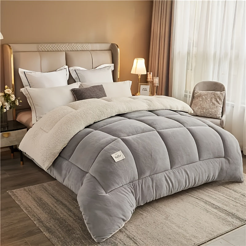 Reversible Plaid Comforter - Contemporary All-Season Quilted Duvet Insert with Box Stitch, Ultra Soft Milk Velvet Fabric, Medium Weight Polyester Fill, Machine Washable, Multipurpose - Available in 9 Sizes, Christmas Present