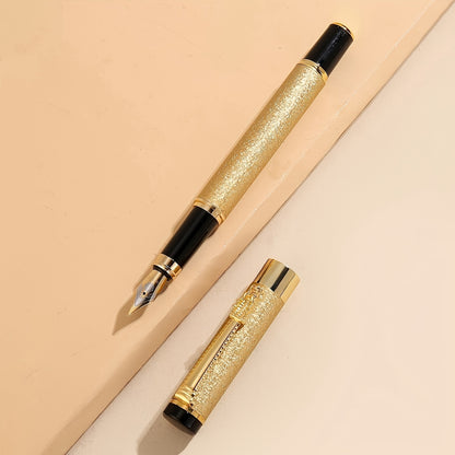 Ergonomic Matte Metal Fountain Pen with Iridium Nib 0.5mm - Perfect for Business & Office, Daily Writing, Calligraphy Practice, Business Writing Tool | Decorative Pen Design | Intricate Clip Detailing