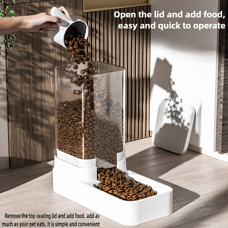 Set of Plastic Gravity Feeders for Dogs, Including Automatic Food And Water Dispenser, Without Battery