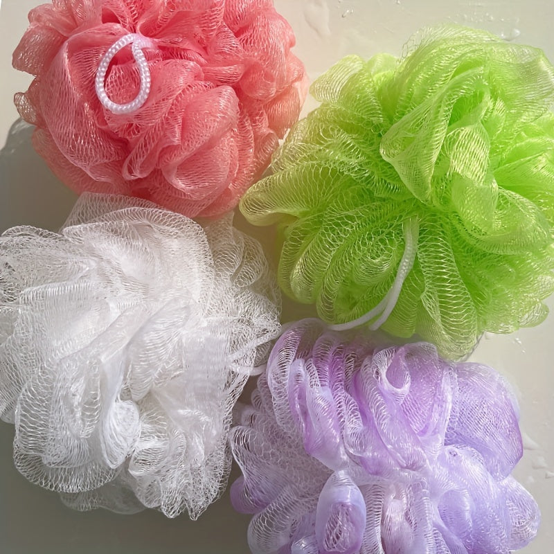 5 esponjas de lufa para ducha, exfoliantes suaves para hombres y mujeres, bolas de malla para baño, espuma abundante, accesorios de baño.