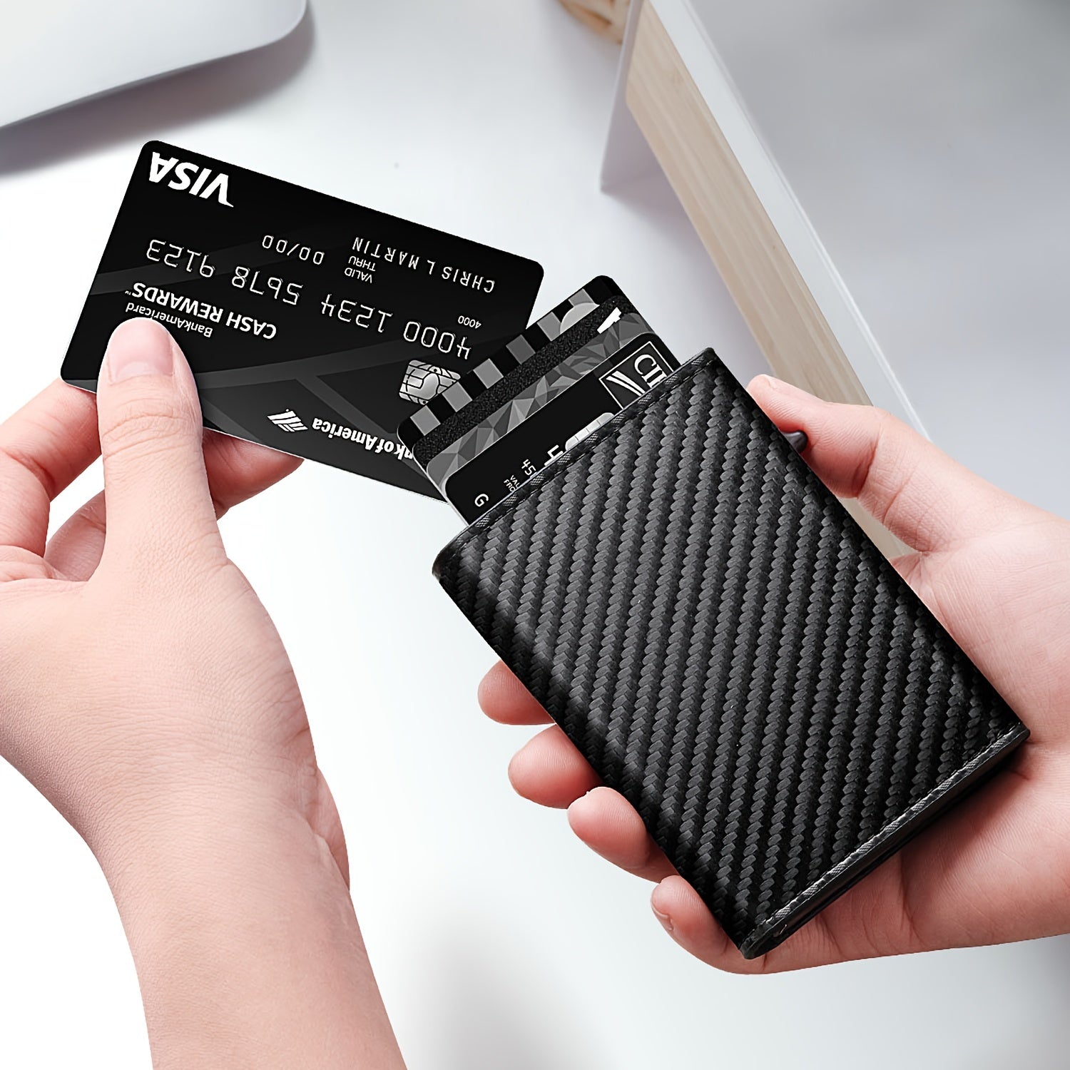 Men's Anti-theft Wallet, RFID Blocking Credit Card Holder With Zipper Coin Pocket, Automatic Pop-up Card Holder Money Clip, Ideal Gift For Men