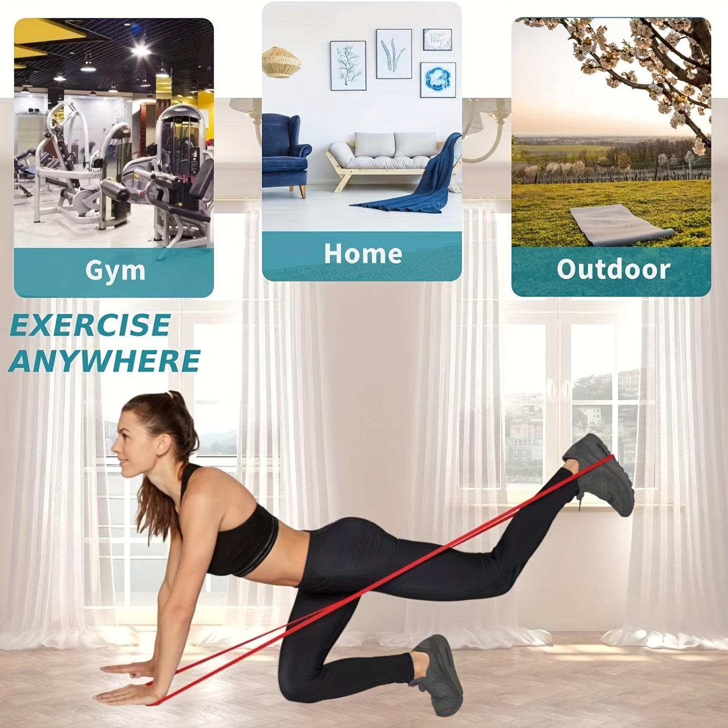 Set of Extra-Heavy Duty Silicone Resistance Bands - Non-Slip, Perfect for Exercise, Fitness & Physical Training, Gym Equipment