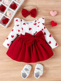 Vestido de manga larga con estampado de amor, cómodo y exquisito para niñas pequeñas, ideal para banquetes