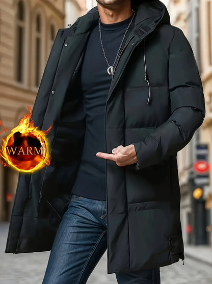 Men'S Solid Color Jacket, Comfy Warm Trendy Winter Cold-Proof Outwear As Gift