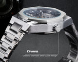 Reloj mecánico automático para hombre: esqueleto de diamantes de imitación 3D, acero inoxidable, estilo deportivo y profesional, regalo perfecto.
