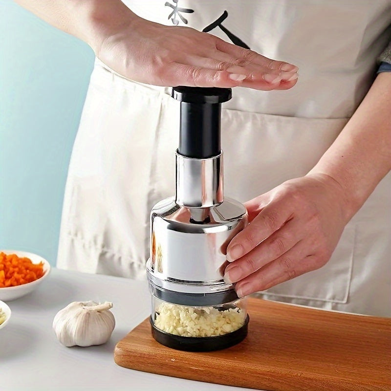 Stainless Steel Garlic Press, Manual Mincer, Durable Kitchen Tool for Crushing Garlic, Ginger, Scallions, and Peppers, No Electricity Needed, Plastic Material, Home Kitchen Essentials