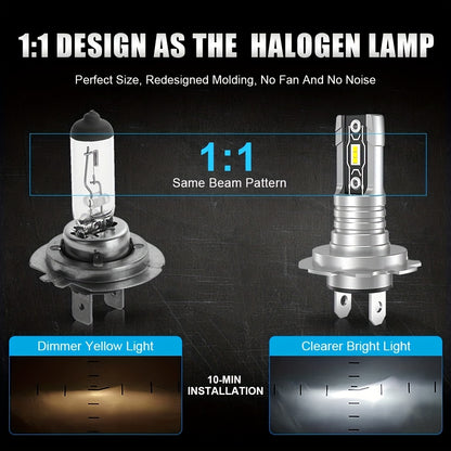 2 bombillas LED H7 para faros delanteros, chips CANbus 5530, 18000 lm, 60 W, 6000 K, blanco superbrillante, para coche, camión y motocicleta.