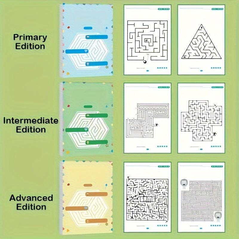 192-Pattern Focus Maze Activity Workbook, Educational Puzzle for Cognitive Development &amp; Concentration, Student Brain Training Game Book, Ideal for Holiday, Halloween, Christmas Gifts - Paper Material