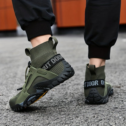 Men's Trendy Breathable Sneakers, Wear-resistant Non-Slip Outdoor Shoes For Hiking Fishing