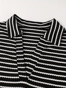 Summer New Arrival Plus Size Women's V-Neck Striped Top and Shorts Set