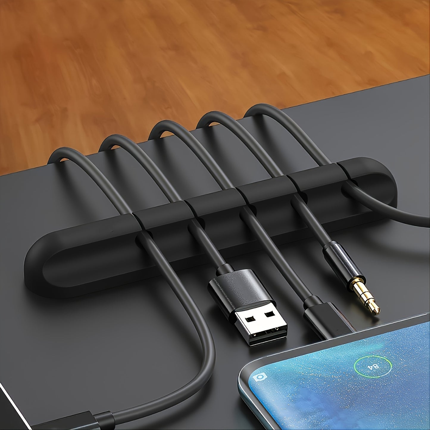 Silicone Cable Organizer Clips - Multi-Slot Desk Cord Management System for Office Supplies