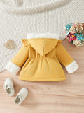 Chaqueta cálida de forro polar artificial con capucha para niños pequeños, abrigo exterior con bonitos volantes, ropa para niña para otoño e invierno.