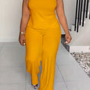 QF2364 Solid Color Summer Sleeveless Casual Suit