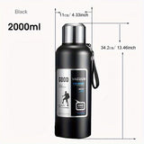 Botella de agua térmica de acero inoxidable: gran capacidad, a prueba de fugas y portátil para actividades al aire libre, deportes y viajes. Sin BPA.