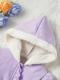 Chaqueta cálida de forro polar artificial con capucha para niños pequeños, abrigo exterior con bonitos volantes, ropa para niña para otoño e invierno.