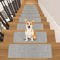 15pcs Reusable Self-Adhesive Hardwood Step Carpet Stair Treads, Indoor Activity Pet Non-Slip Safety