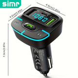 Reproductor MP3 inalámbrico para coche con sonido súper sin pérdidas, transmisor FM, doble USB, carga rápida, PD tipo C, llamadas manos libres con una sola tecla, receptor de audio para coche.
