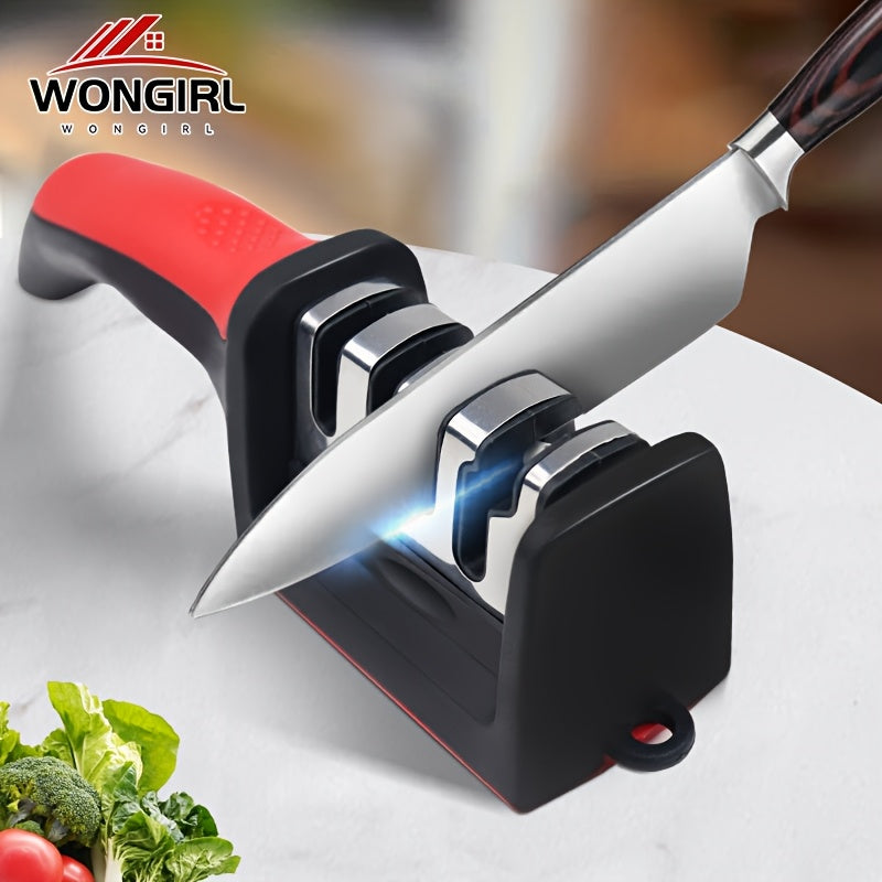 Afilador de cuchillos de 4 etapas, piedra de afilar profesional para cocina, herramienta de afilado de cerámica con diamante de tungsteno.